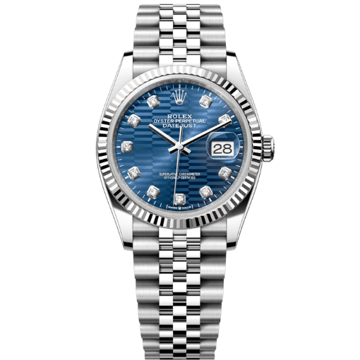 Datejust Silver Tone Blue Motif Gem-set Dial 36mm - Watch Vault Au