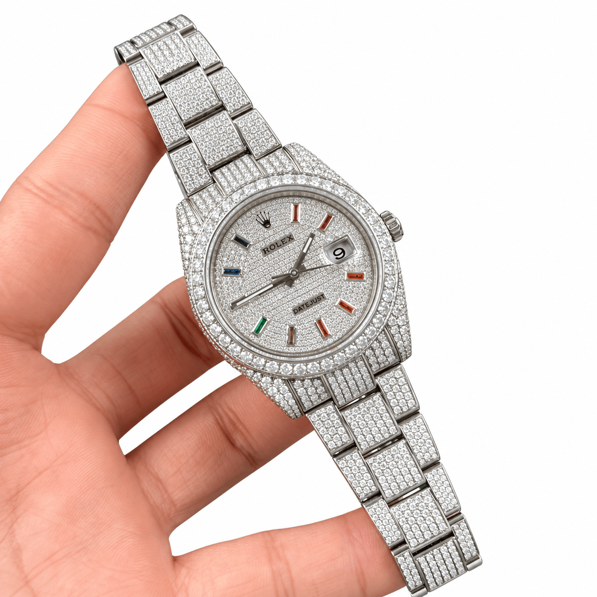 Datejust Clear Gem-set Rainbow Markers 41mm - Watch Vault Au
