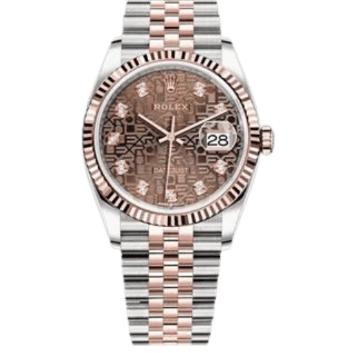 Datejust Two Tone Rose Gold Tone Chocolate Motif Gem-set Dial 36mm - Watch Vault Au