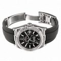 Sky-Dweller Silver Tone Black Dial Rubber Strap 42mm - Watch Vault Au