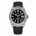 Sky-Dweller Silver Tone Black Dial Rubber Strap 42mm - Watch Vault Au