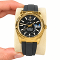 Sky-Dweller Yellow Gold Tone Black Dial Rubber Strap 42mm - Watch Vault Au