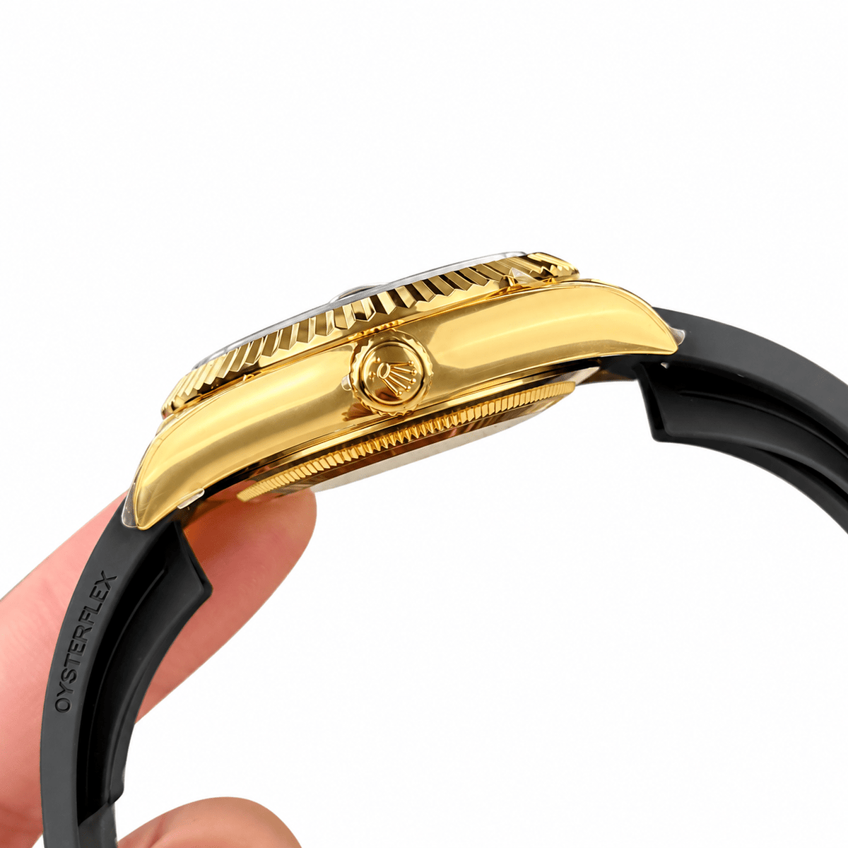 Sky-Dweller Yellow Gold Tone Black Dial Rubber Strap 42mm - Watch Vault Au