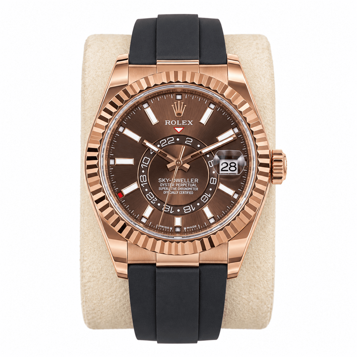 Sky-Dweller Rose Gold Tone Chocolate Dial Rubber Strap 42mm - Watch Vault Au