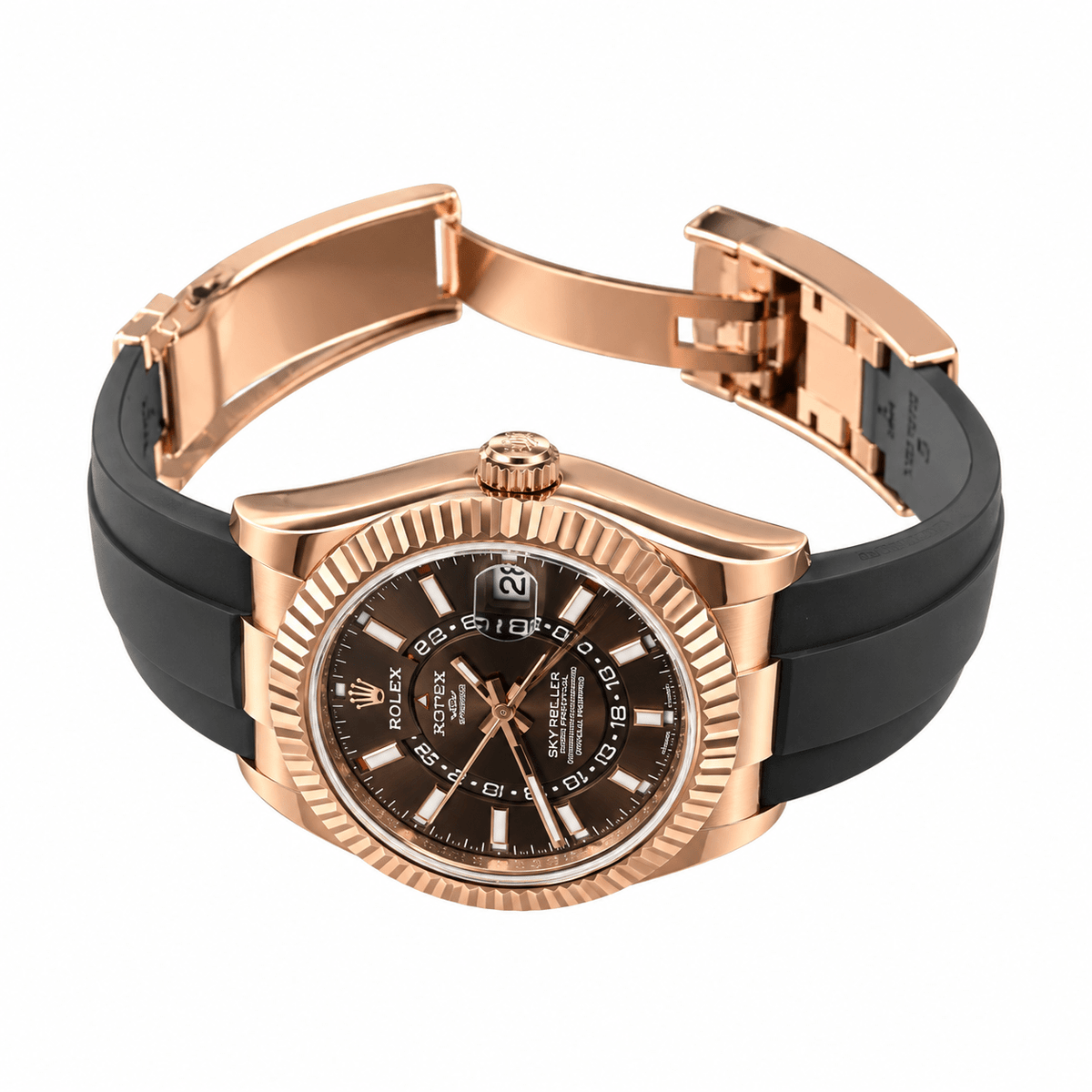 Sky-Dweller Rose Gold Tone Chocolate Dial Rubber Strap 42mm - Watch Vault Au