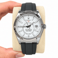Sky-Dweller Silver Tone White Dial Rubber Strap 42mm - Watch Vault Au