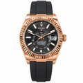 Sky-Dweller Rose Gold Tone Rhodium Dial Rubber Strap 42mm - Watch Vault Au