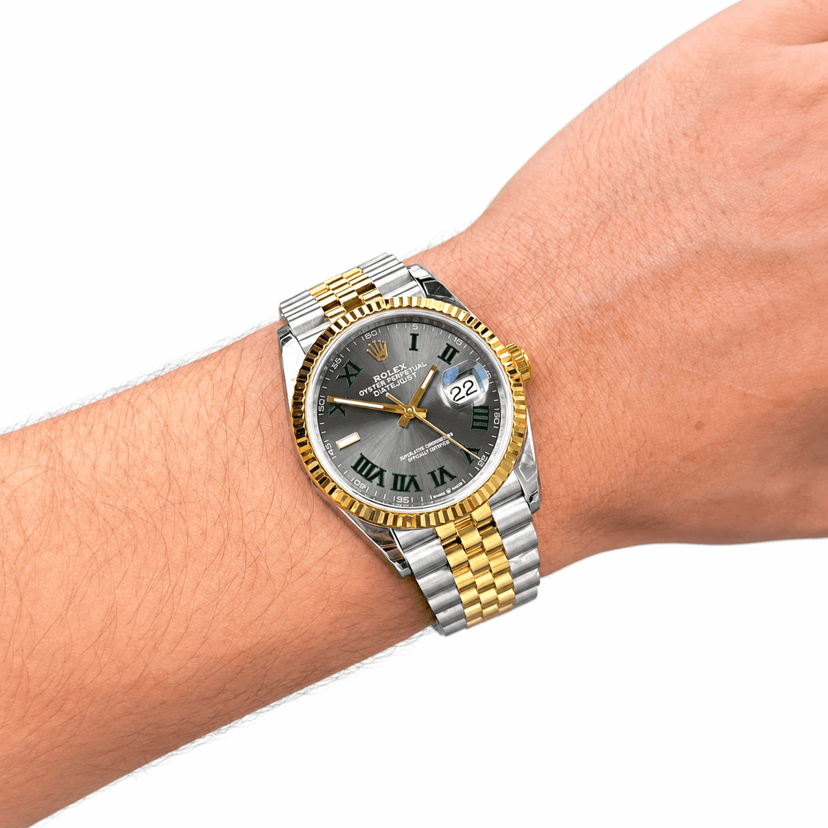 Datejust Two Tone Yellow Gold Tone Wimbledon 36mm - Watch Vault Au