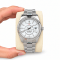 Sky-Dweller Silver Tone White Dial Metal Bracelet 42mm - Watch Vault Au