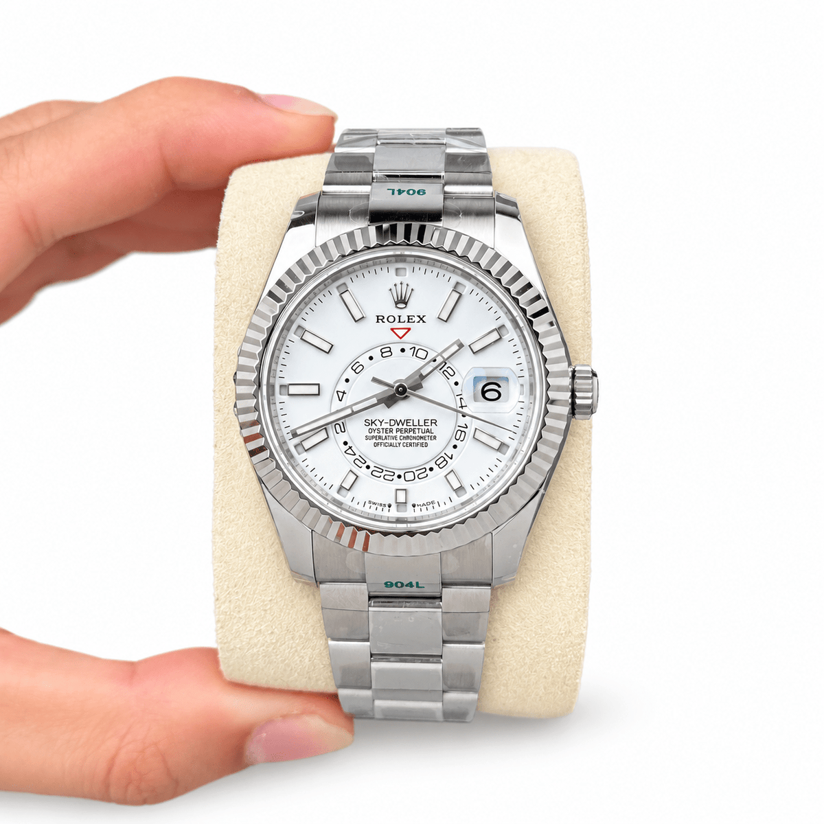 Sky-Dweller Silver Tone White Dial Metal Bracelet 42mm - Watch Vault Au