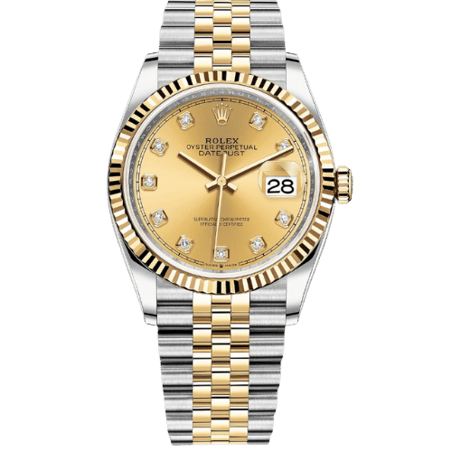Datejust Two Tone Yellow Gold Tone Champagne Gem-set Dial 36mm - Watch Vault Au