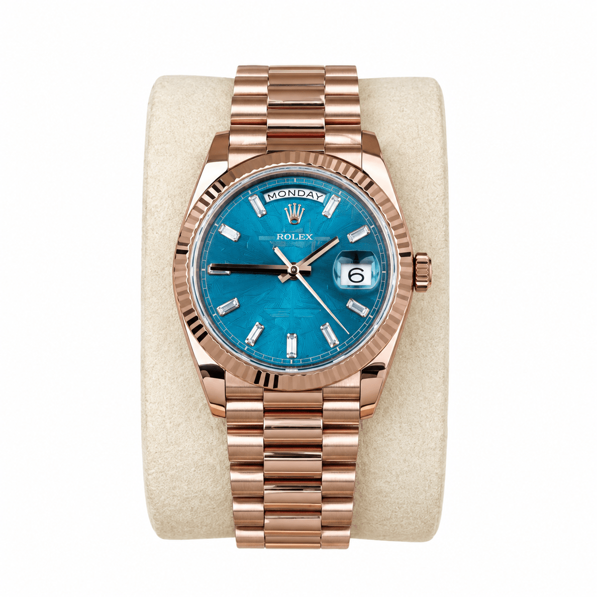 Day-Date Rose Gold Tone Teal Dial 36mm - Watch Vault Au