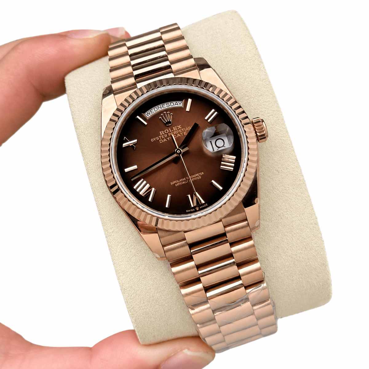 Day-Date Rose Gold Tone Chocolate Roman Dial 36mm - Watch Vault Au