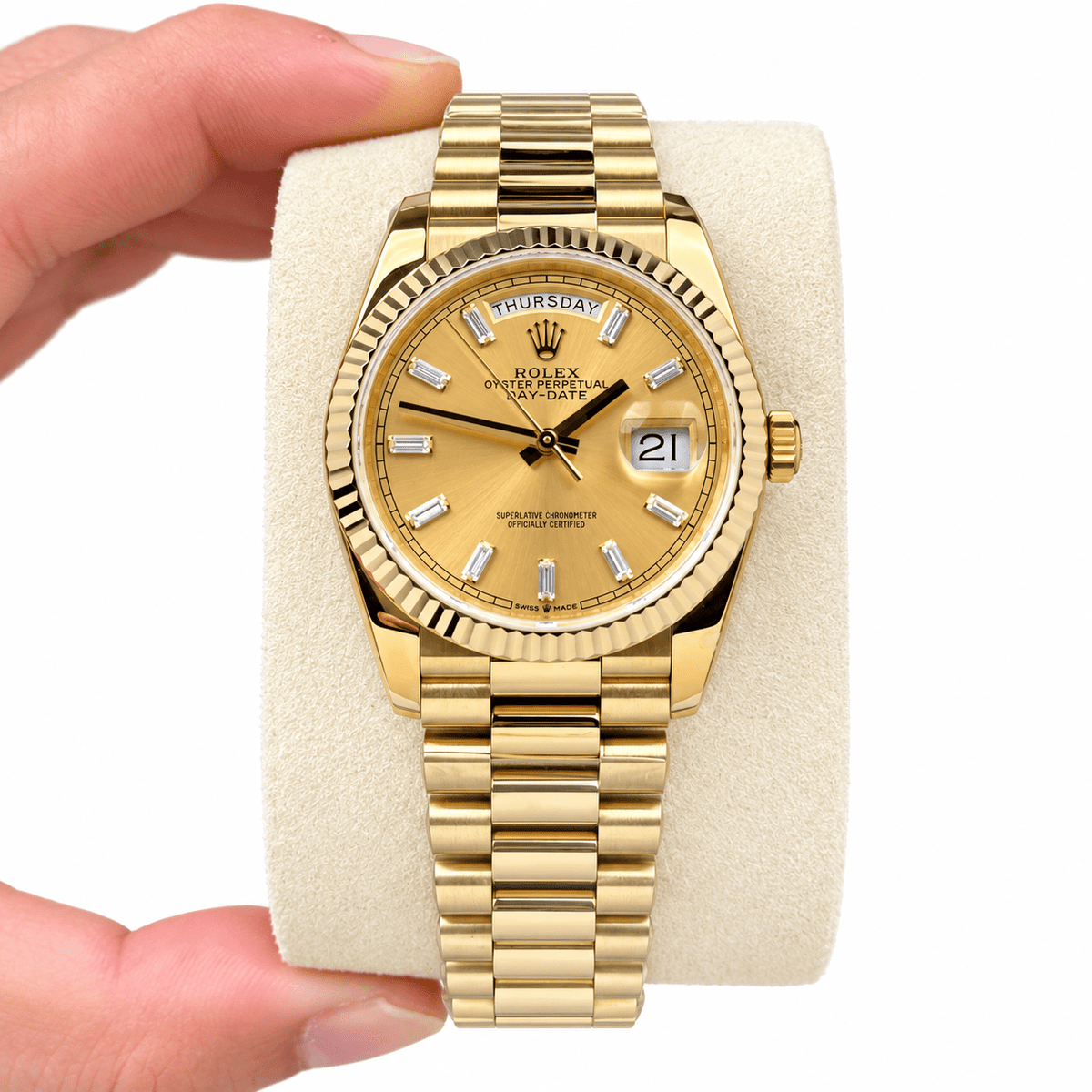 Day-Date Yellow Gold Tone Champagne Roman Dial 36mm - Watch Vault Au