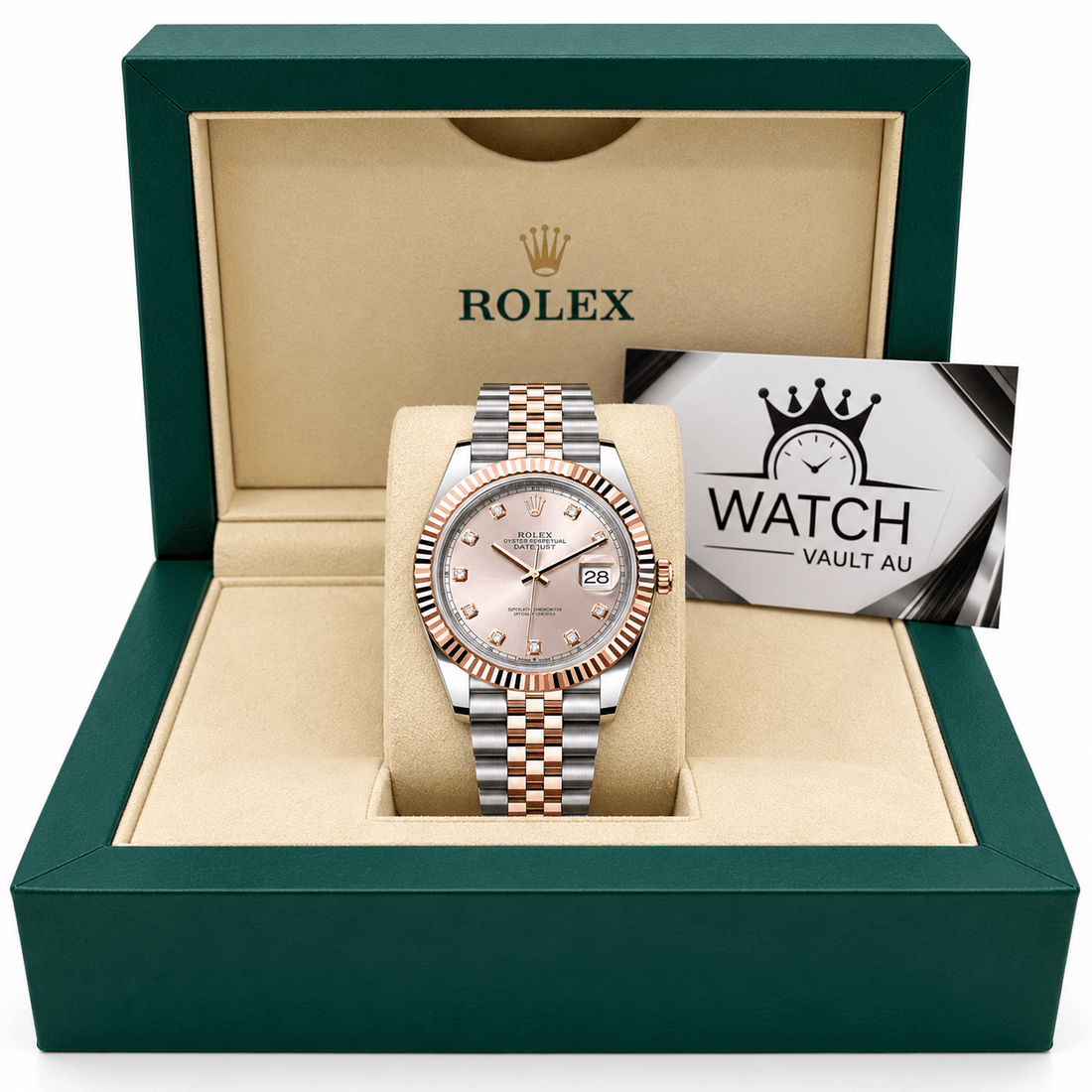Datejust Two Tone Rose Gold Tone Sundust Gem-set Dial 41mm - Watch Vault Au