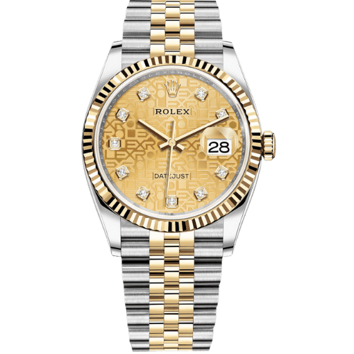 Datejust Two Tone Yellow Gold Tone Champagne Motif Dial 36mm - Watch Vault Au