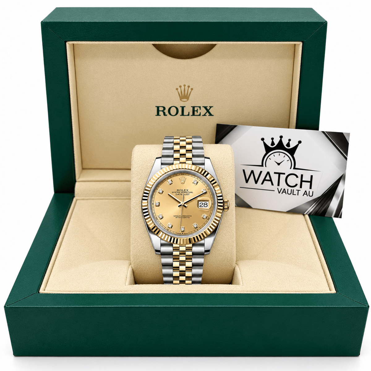 Datejust Two Tone Yellow Gold Tone Champagne Gem-set Dial 41mm - Watch Vault Au