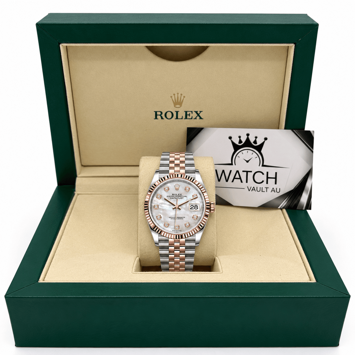 Datejust Two Tone Rose Gold Tone Mother-of-Pearl Gem-set Dial 36mm - Watch Vault Au