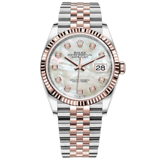 Datejust Two Tone Rose Gold Tone Mother-of-Pearl Gem-set Dial 36mm - Watch Vault Au