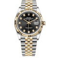 Datejust Two Tone Yellow Gold Tone Black Gem-set Dial 36mm - Watch Vault Au