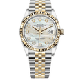 Datejust Two Tone Yellow Gold Tone Mother-of-Pearl Gem-set Dial 36mm - Watch Vault Au