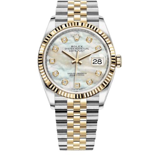 Datejust Two Tone Yellow Gold Tone Mother-of-Pearl Gem-set Dial 36mm - Watch Vault Au
