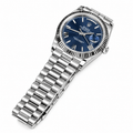 Day-Date Silver Tone Blue Baton Dial 40mm - Watch Vault Au