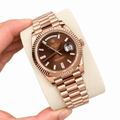 Day-Date Rose Gold Tone Chocolate Gem-set Dial 40mm - Watch Vault Au