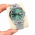 Datejust Silver Tone Mint Green Baton Dial 41mm - Watch Vault Au