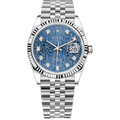 Datejust Silver Tone Blue Palm Dial 36mm - Watch Vault Au