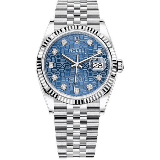 Datejust Silver Tone Blue Palm Dial 36mm - Watch Vault Au