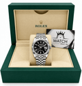 Datejust Silver Tone Black Baton Dial 36mm - Watch Vault Au