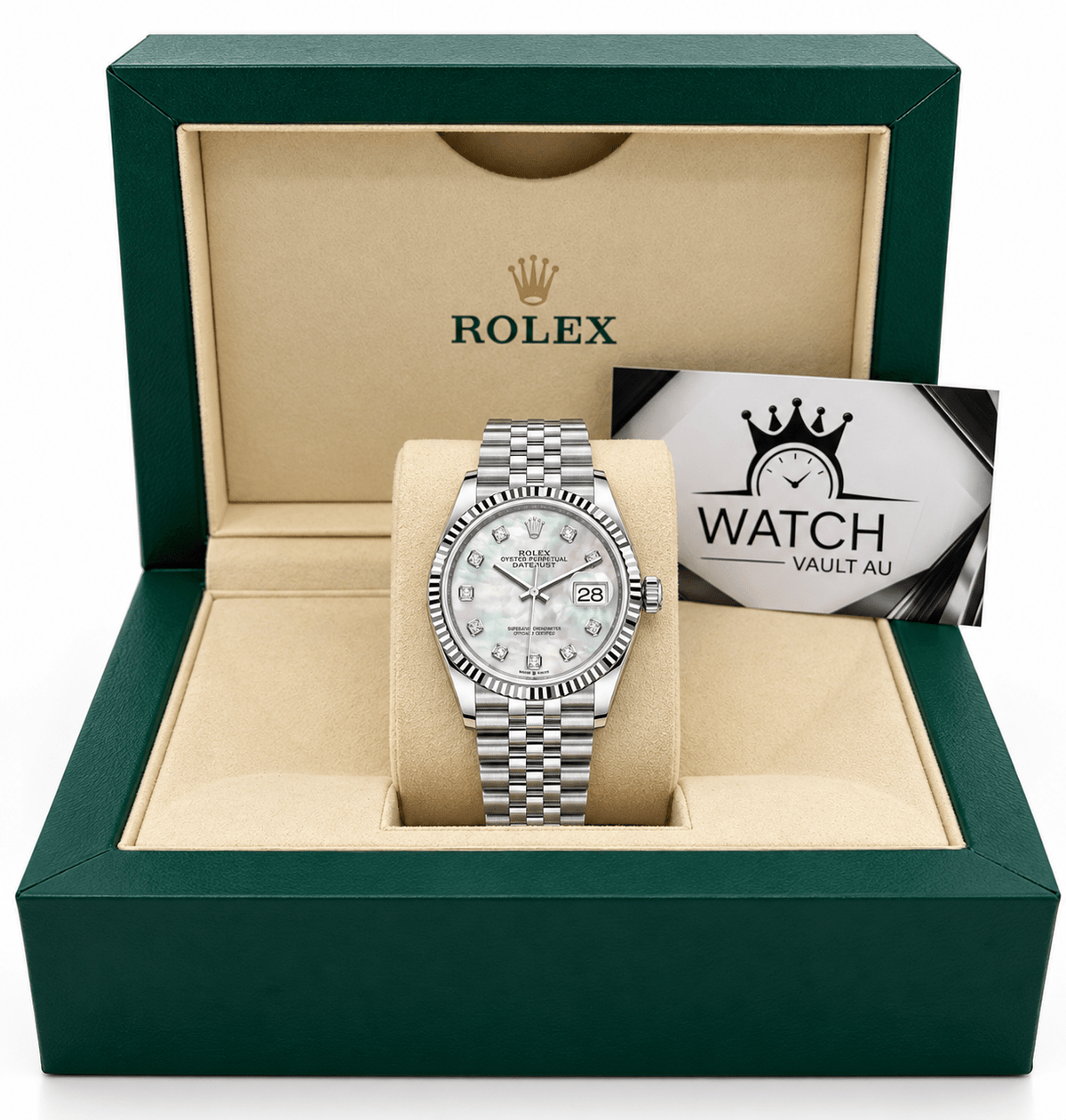 Datejust Silver Tone Mother-of-Pearl Gem-set Dial 36mm - Watch Vault Au