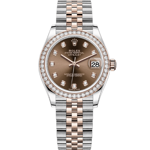 Datejust Two Tone Rose Gold Tone Chocolate Gem-set Bezel 31mm - Watch Vault Au