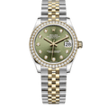 Datejust Two Tone Yellow Gold Tone Green Gem-set Bezel 31mm - Watch Vault Au