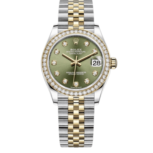 Datejust Two Tone Yellow Gold Tone Green Gem-set Bezel 31mm - Watch Vault Au