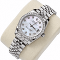 Datejust Silver Tone Mother-of-Pearl Gem-set Bezel 31mm - Watch Vault Au