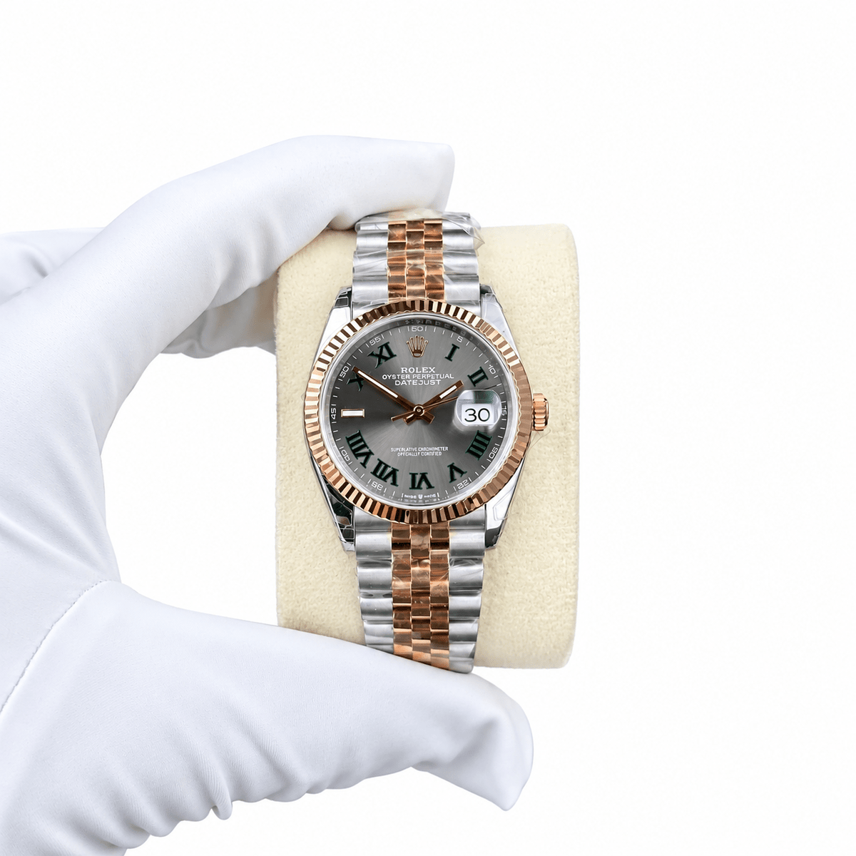 Datejust Two Tone Rose Gold Tone Grey Roman Dial 31mm - Watch Vault Au