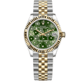 Datejust Two Tone Yellow Gold Tone Green Floral Dial 31mm - Watch Vault Au