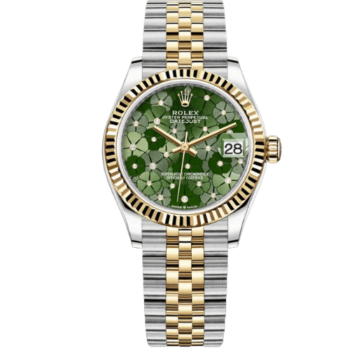 Datejust Two Tone Yellow Gold Tone Green Floral Dial 31mm - Watch Vault Au