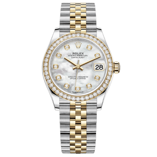 Datejust Two Tone Yellow Gold Tone Mother-of-Pearl Gem-set Bezel 31mm - Watch Vault Au