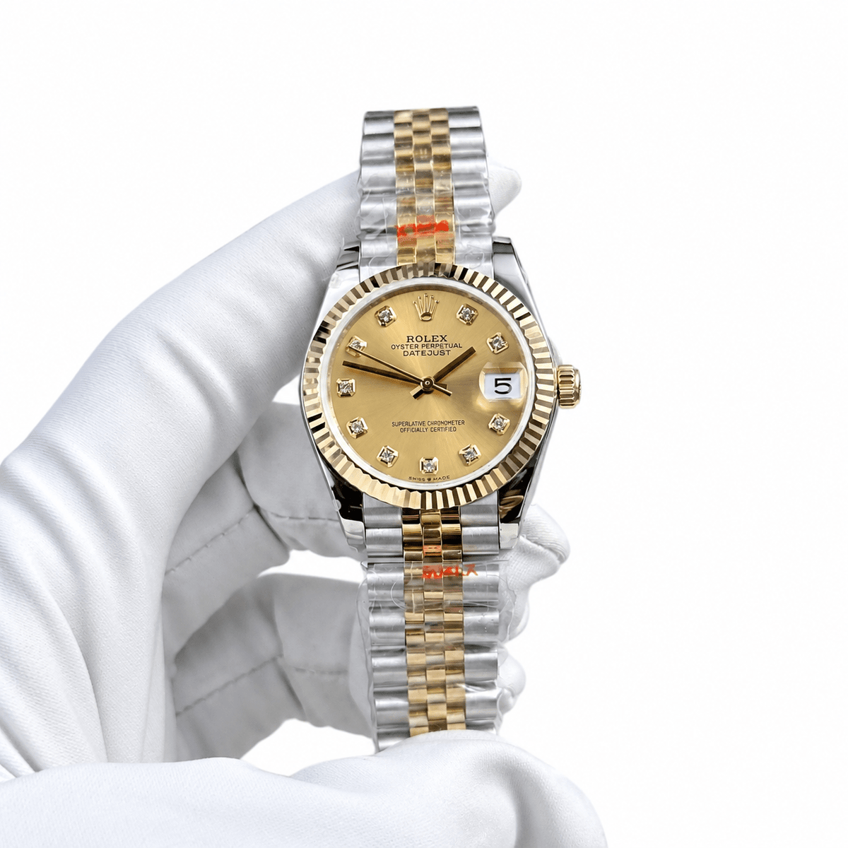Datejust Two Tone Yellow Gold Tone Champagne Gem-set Dial 31mm - Watch Vault Au