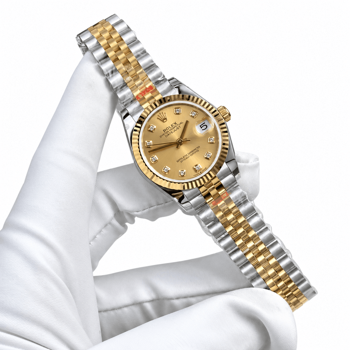 Datejust Two Tone Yellow Gold Tone Champagne Gem-set Dial 31mm - Watch Vault Au