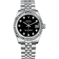 Datejust Silver Tone Black Gem-set Dial 31mm - Watch Vault Au