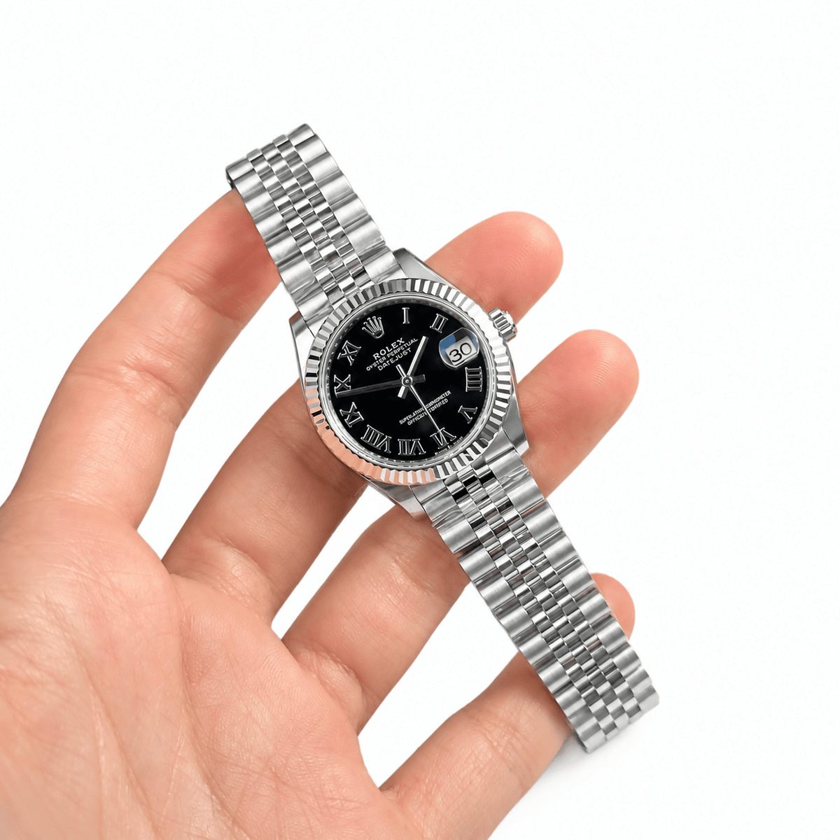 Datejust Silver Tone Black Roman Dial 31mm - Watch Vault Au