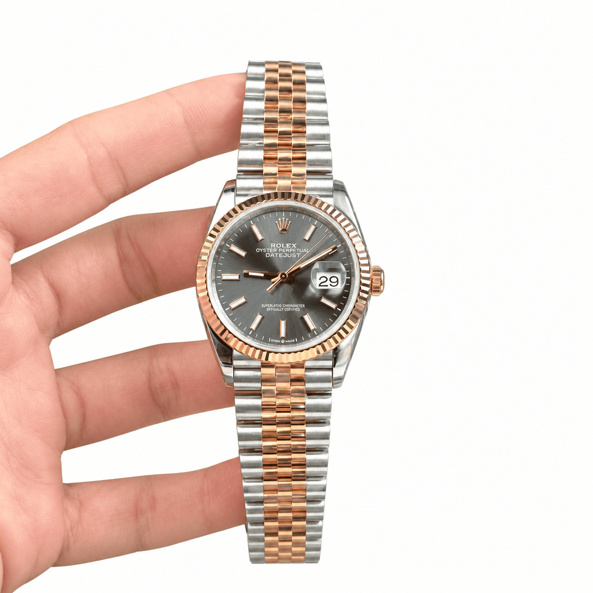 Datejust Two Tone Rose Gold Tone Grey Dial 36mm - Watch Vault Au