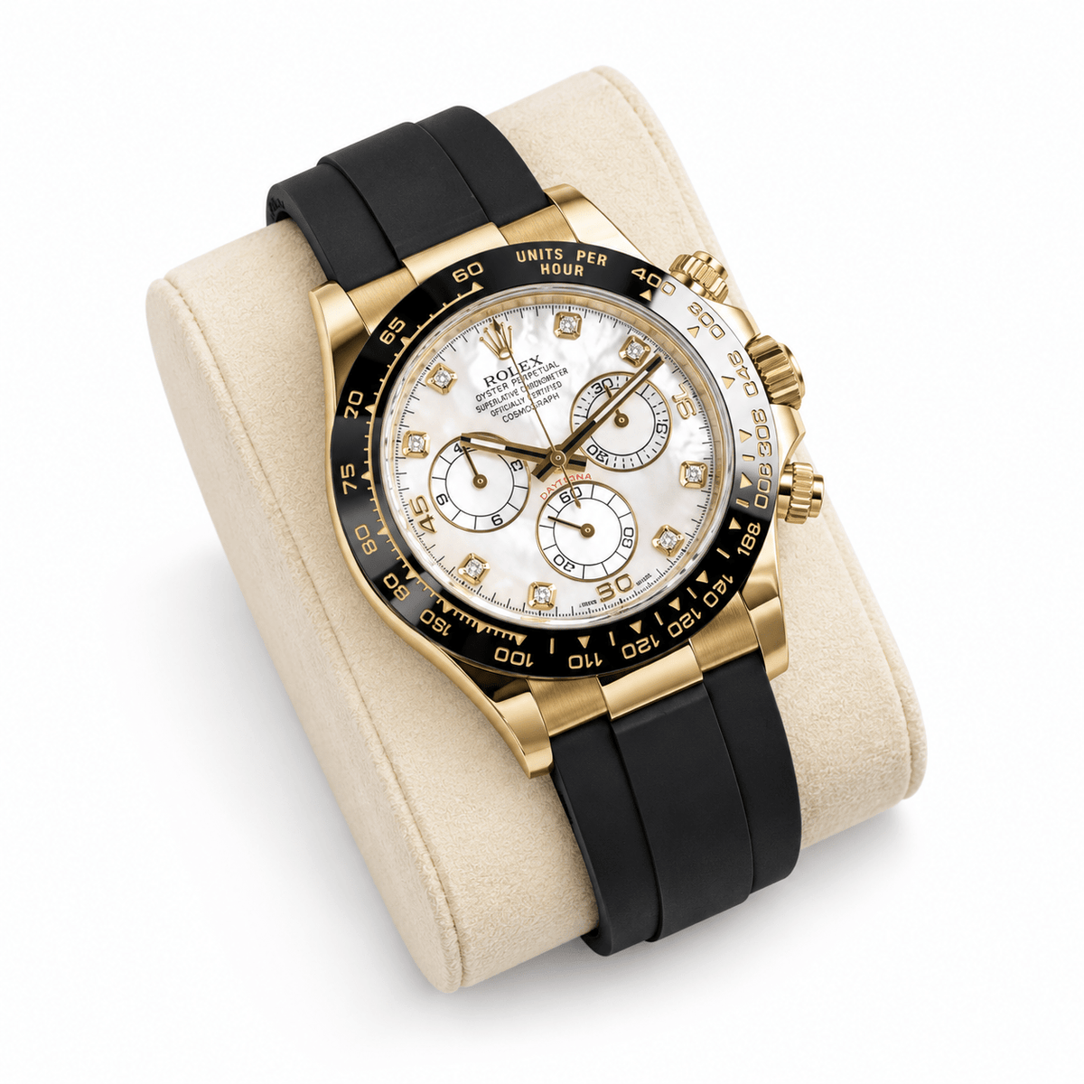 Daytona Yellow Gold Tone Mother-of-Pearl Dial Rubber Strap 40mm - Watch Vault Au