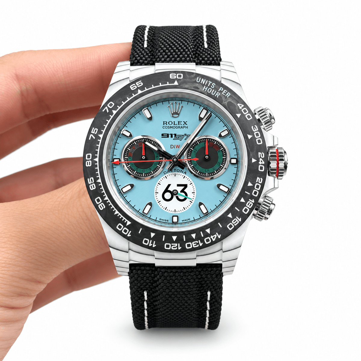 Daytona DiW Porsche Ice Blue Carbon Style 40mm - Watch Vault Au