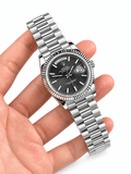 Day-Date Silver Tone Grey Textured Dial 40mm - Watch Vault Au
