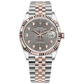 Datejust Two Tone Rose Gold Tone Grey Motif Gem-set Dial 36mm - Watch Vault Au